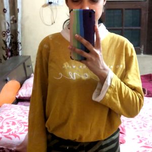 Yellow Full Sleeves Collar T-shirt