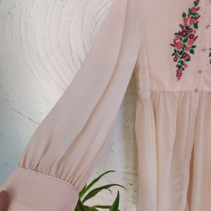 Embroidered Peach Kurta/Dress