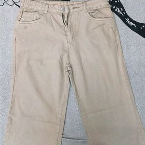 Beige wide leg jeans