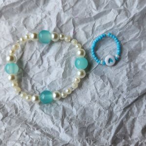 PEARL BLUE BRACELET WITH RING