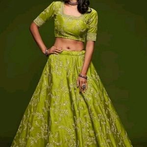 Art Silk Pista Color Lehanga Choli