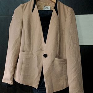 Nude Blazer With Velvet Pants