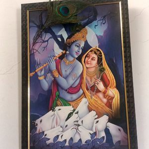 Radha Krishna Poster With Mor Pankh