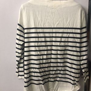 Black And White Striped Full Sleeves Top