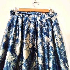 Printed Maxi Skirt - Blue And White