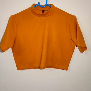 Bright Orange Fitted Crop Top/Blouse