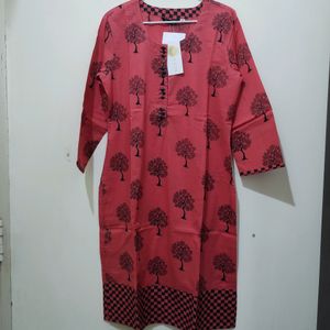 Naomi Tree Print Red Black Kurta