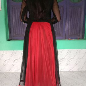 Gown Black and Red Georgette