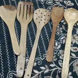 Handmade Wooden Serving Cooking Spoon Kitchen Set