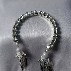 Latkan stone with bracelet silver colour