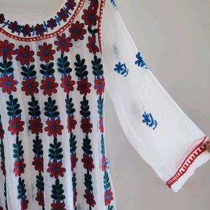 Embroidered White Kurta