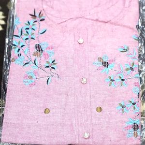 Kurti pink 1 piece attractive embroidery fancy