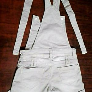 Girls grey denim dungarees