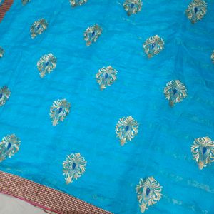 Sky Blue Colour Fancy Saree