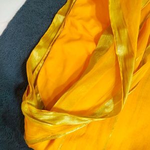 Bright Dark Yellow Saree