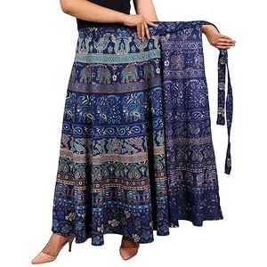 Women Fashion Sanganeri Printed Long Skirt Blue