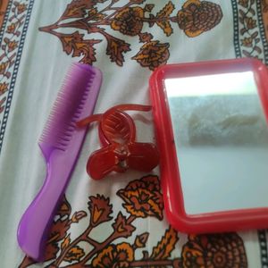 Pocket Comb+ Cluter+Small Handy Mirror