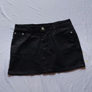 Black Denim Mini Skirt