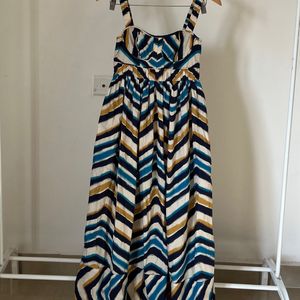 Zig Zag Print Fitted Bustier Maxi Dress