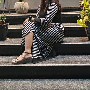 Stripped Slit Dress