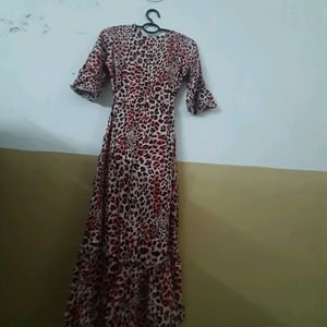 Self Design Leopard Print Dress