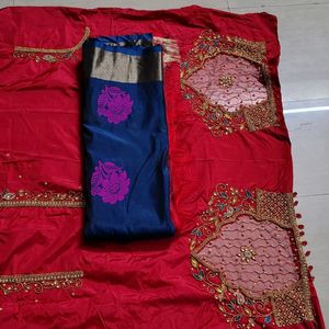 Saree With Maggam Work Blouse