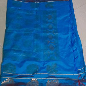 Blue Colour Women Cotton Silk Zaree Saree