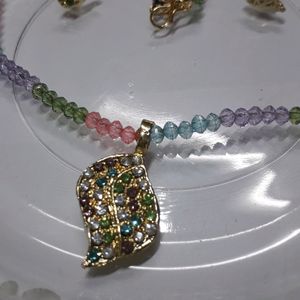 Colourful Pendant-Earring Set