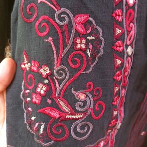 Jacket Embroidered Black Kurta