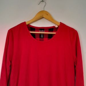 Red Color Sweater Style Top (Women's)