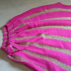 Top Pink  and Golden With Thread Work