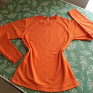 Orange Jersey Long Sleeves Top