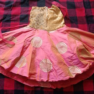 Velvet And Cotton Silk Blended Baby Frock