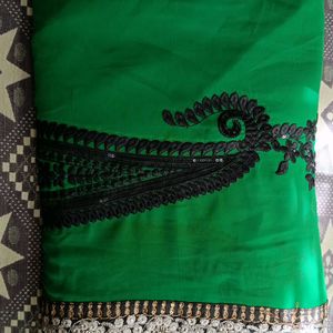 Black And Green Work Saree