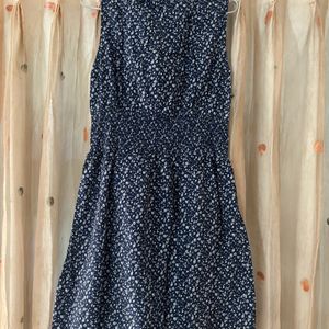 Blue Colour Flower Print Womens Dresses