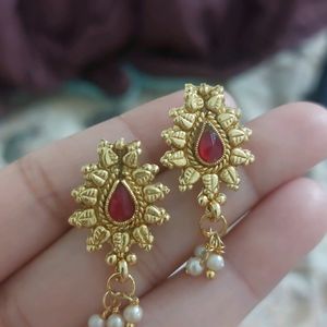 Golden & Red Jhumka