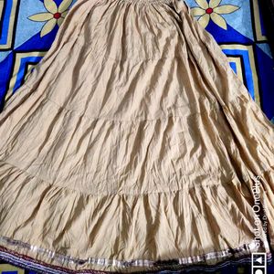 Beige Flared Long Skirt