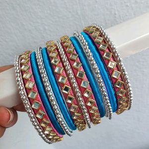 Silk Thread Kundan Bangles