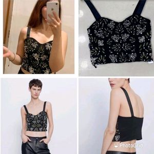 Zara Handwork Bustier Top