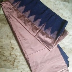 Brand new silk blue border saree attached फॉल