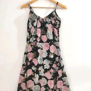 Black Floral Printed Dress ( Women)