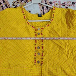 Yellow Printed Kurti