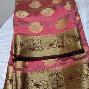 Beautiful Silk Saree New With Matching Stitched B