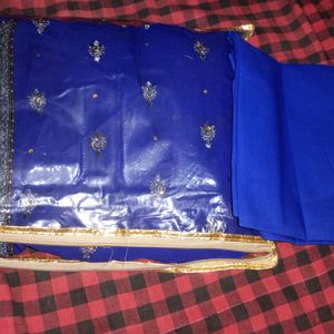 Navy blue saree with blouse and peticot