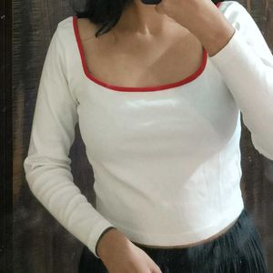 White Ribbed Top