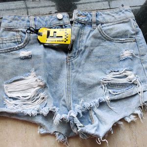 Rugged Denim Shorts .. High Waist