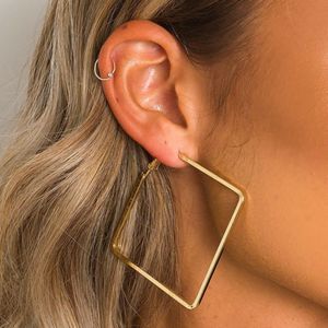 Golden And Metallic Silver Square Shaped Hoops