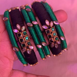 2 Pairs ( 6 Silk Thread Bangles)