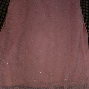 Pink Embroidery Heavy Kurti