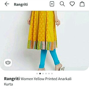 Yellow Printed Anarkali